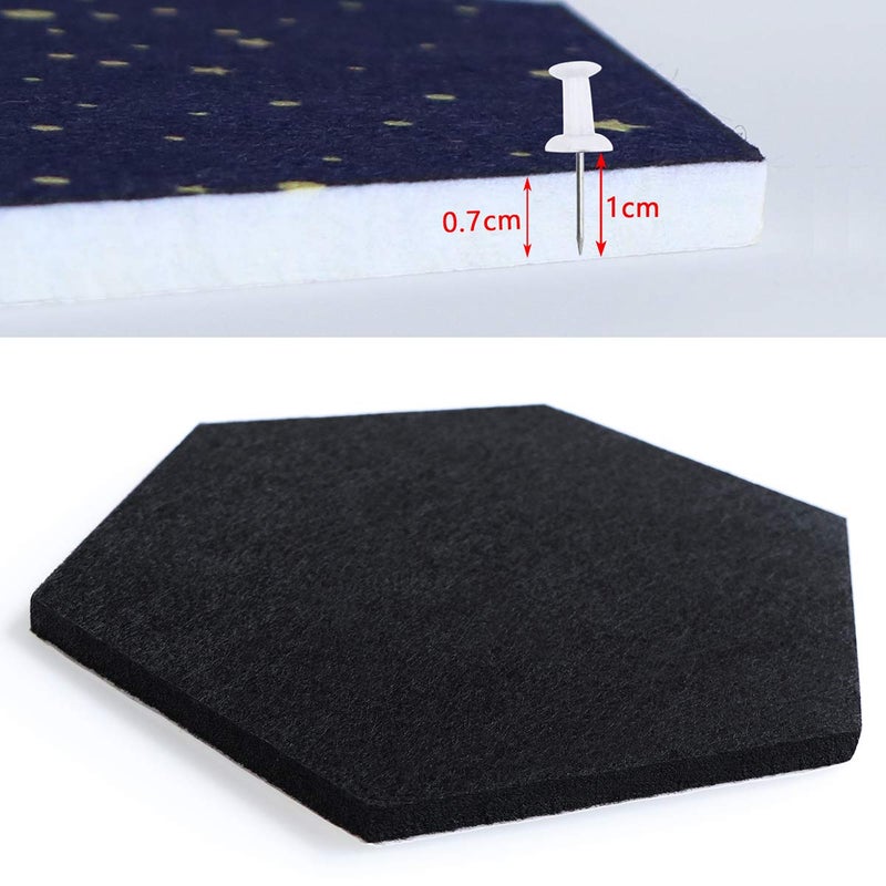 Uoisaiko Felt Hexagon Bulletin Board with 20 Push Pins, Pack of 8 Notice Boards for Home Office Kitchen, Push Pin Board Felt Wall Tiles for Photos Memos - Image 5